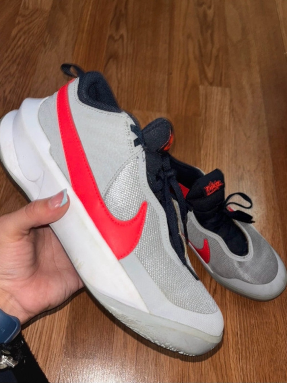 Nike Kids Gray Sneakers with Bright Red Swoosh
